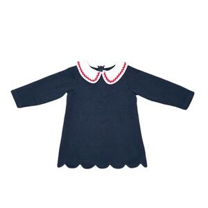Jacadi Navy and White Dress with Red Trim